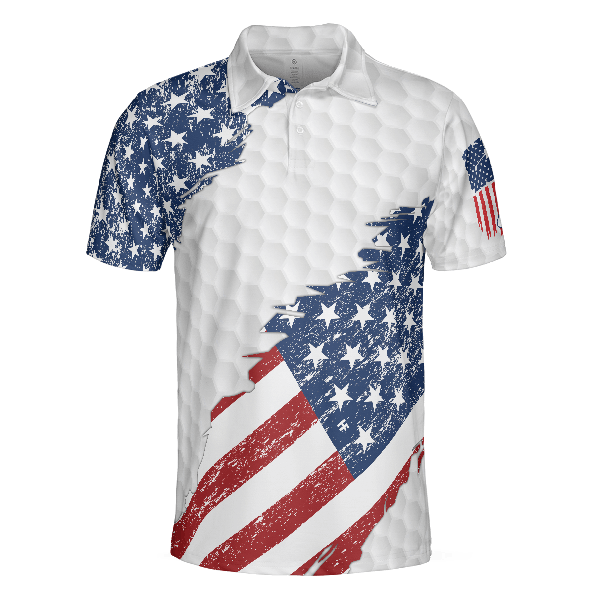 Golf Men Polo Shirt, American Flag Ripped, Simple American Golf Polo Shirt For Men - Best Gift Idea For American Golfers, Golf Lovers - Amzanimalsgift
