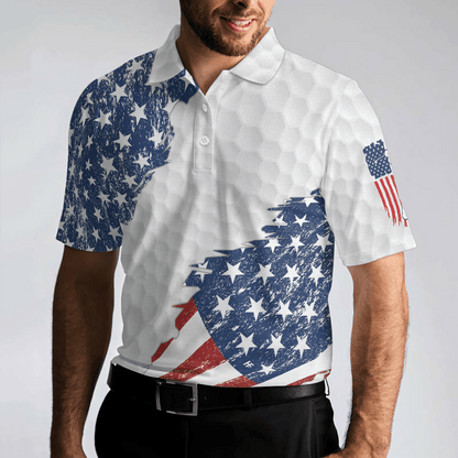 Golf Men Polo Shirt, American Flag Ripped, Simple American Golf Polo Shirt For Men - Best Gift Idea For American Golfers, Golf Lovers - Amzanimalsgift
