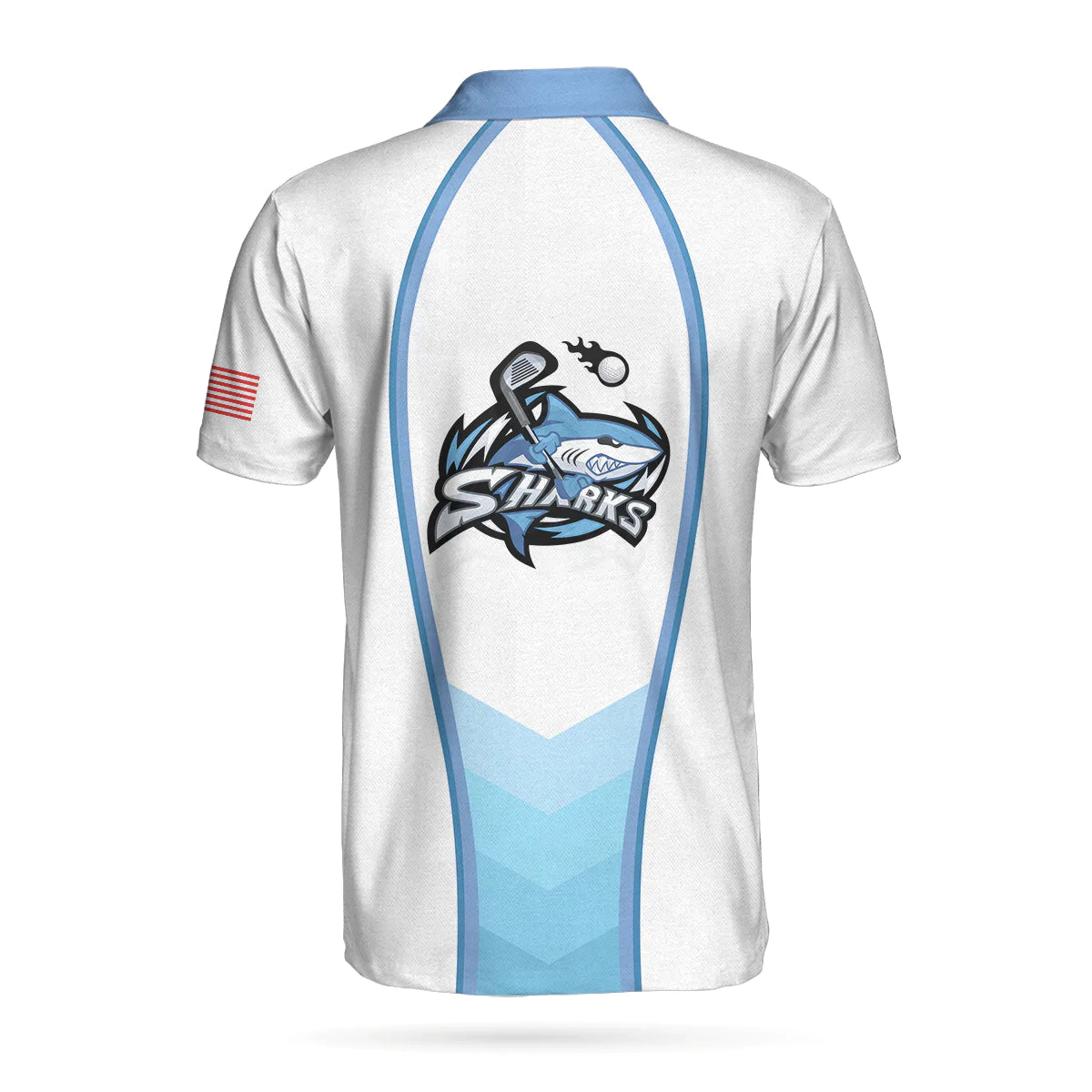 Golf Men Polo Shirt, American Flag Shark, Jawsome Golfer Polo Shirt For Men - Best Gift For Golfers, Golf Lovers - Amzanimalsgift