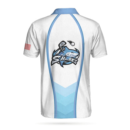 Golf Men Polo Shirt, American Flag Shark, Jawsome Golfer Polo Shirt For Men - Best Gift For Golfers, Golf Lovers - Amzanimalsgift