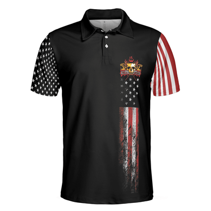 Golf Men Polo Shirt, American Flag Skull Golf Polo Shirt, Dark Theme American Flag Polo Shirt For Men - Best Gift For Golf Lovers, Golfers - Amzanimalsgift