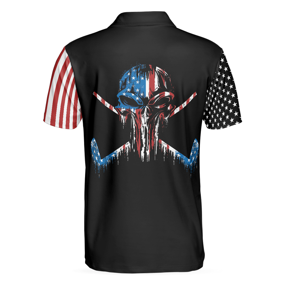 Golf Men Polo Shirt, American Flag Skull Golf Polo Shirt, Dark Theme American Flag Polo Shirt For Men - Best Gift For Golf Lovers, Golfers - Amzanimalsgift