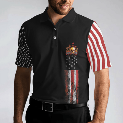 Golf Men Polo Shirt, American Flag Skull Golf Polo Shirt, Dark Theme American Flag Polo Shirt For Men - Best Gift For Golf Lovers, Golfers - Amzanimalsgift