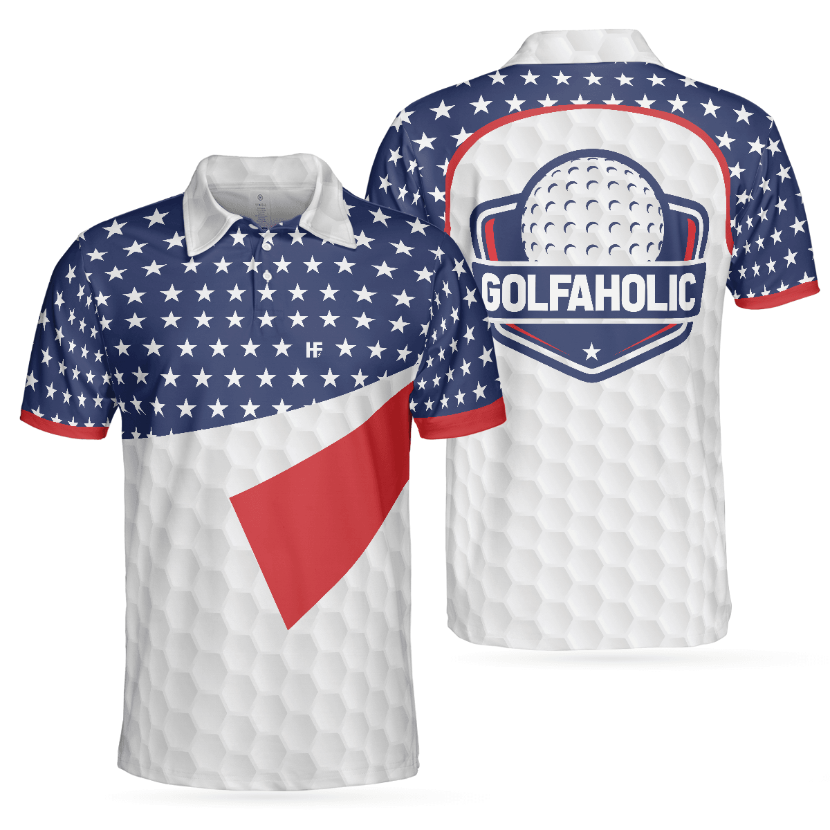Golf Men Polo Shirt, American Flag Texture Golf Polo Shirt, Golfaholic Polo Shirt For Men - Best Gift For Golfers, Golf Lovers - Amzanimalsgift