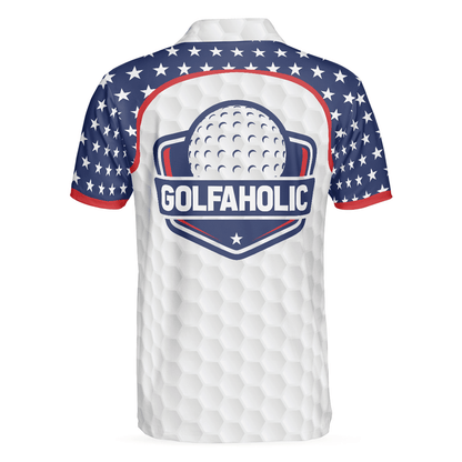 Golf Men Polo Shirt, American Flag Texture Golf Polo Shirt, Golfaholic Polo Shirt For Men - Best Gift For Golfers, Golf Lovers - Amzanimalsgift