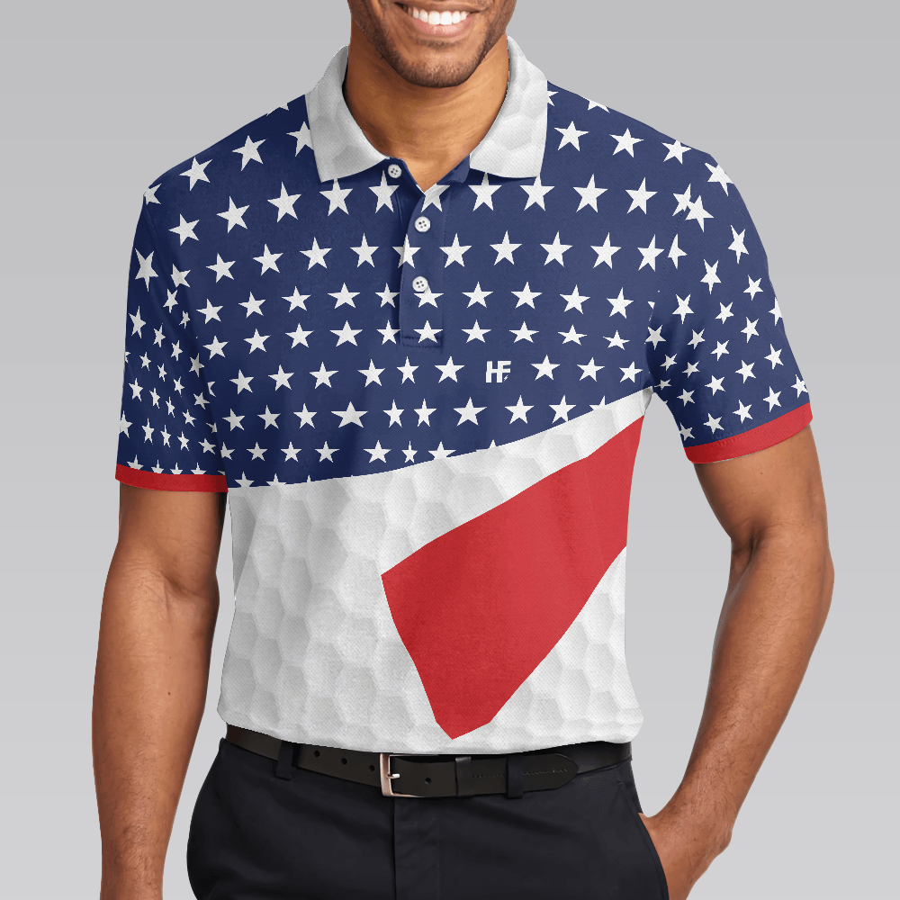 Golf Men Polo Shirt, American Flag Texture Golf Polo Shirt, Golfaholic Polo Shirt For Men - Best Gift For Golfers, Golf Lovers - Amzanimalsgift