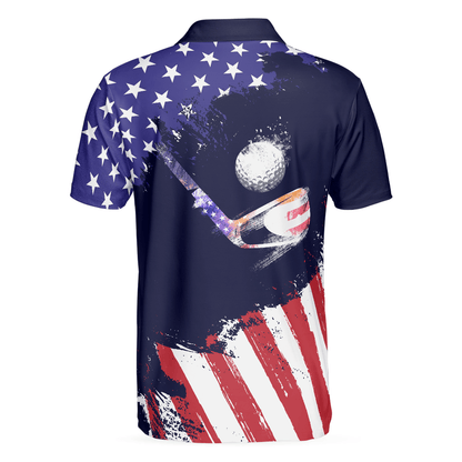 Golf Men Polo Shirt, American Flag with Abstract Golf Swing Independence Day Polo Shirts For Men, 4th Of July Gift For Golfers, Golf Team Lovers - Amzanimalsgift