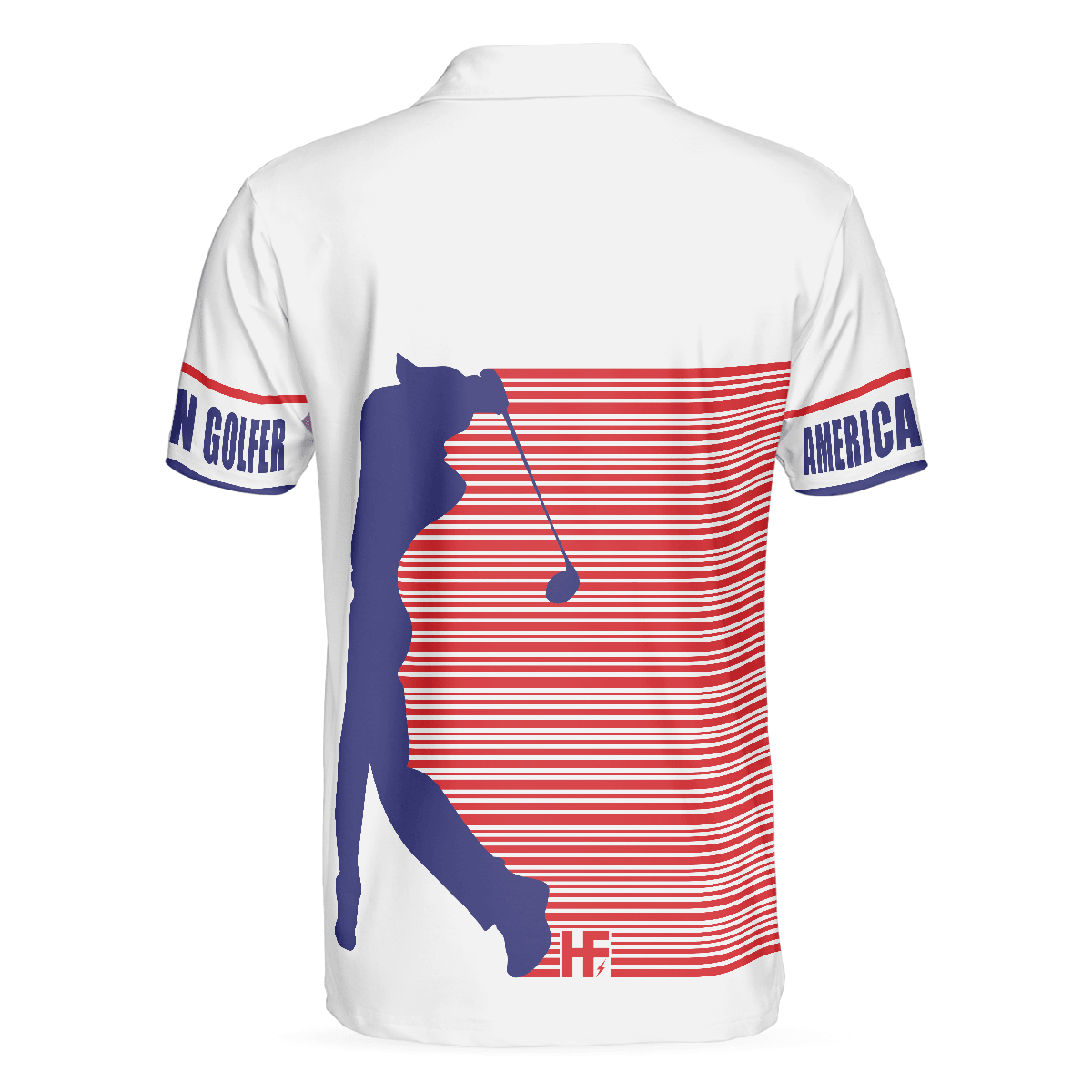 Golf Men Polo Shirt, American Golfer, Strips Barcode American Flag Polo Shirt For Men - Best Gift For Golfers, Golf Lovers - Amzanimalsgift