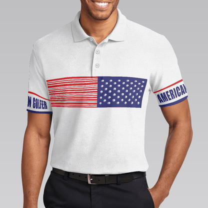 Golf Men Polo Shirt, American Golfer, Strips Barcode American Flag Polo Shirt For Men - Best Gift For Golfers, Golf Lovers - Amzanimalsgift