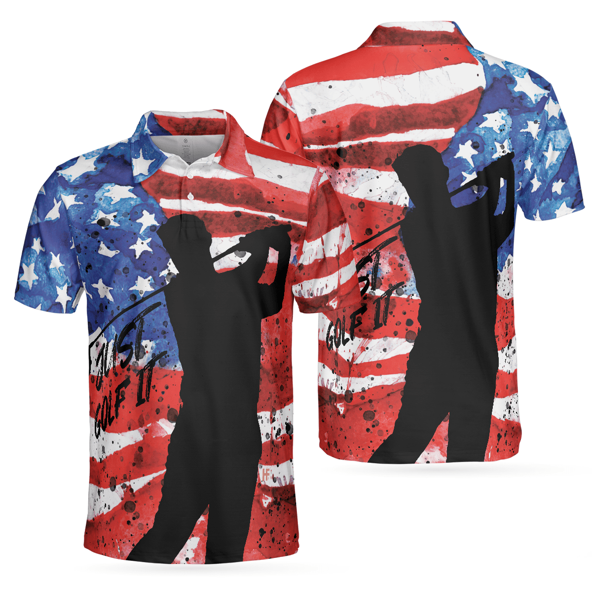 Golf Men Polo Shirt, American Golfer, Wet Paint American Flag Polo Shirt For Men - Best Gift For Golfers, Golf Lovers - Amzanimalsgift