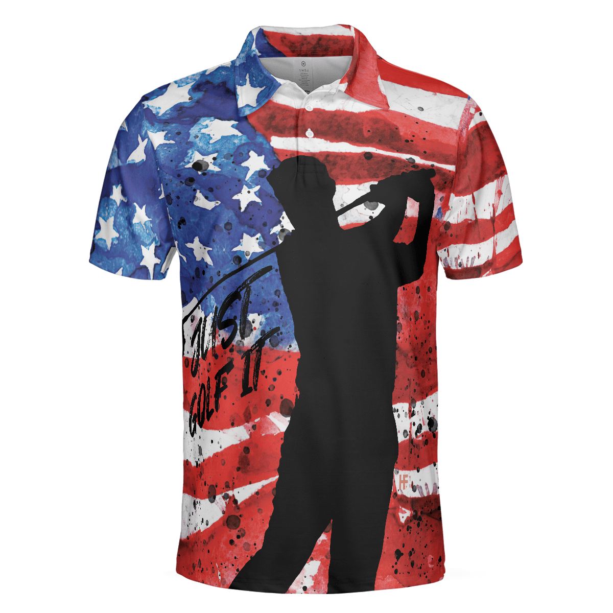 Golf Men Polo Shirt, American Golfer, Wet Paint American Flag Polo Shirt For Men - Best Gift For Golfers, Golf Lovers - Amzanimalsgift
