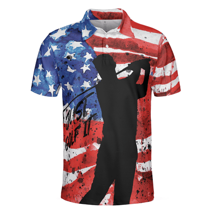 Golf Men Polo Shirt, American Golfer, Wet Paint American Flag Polo Shirt For Men - Best Gift For Golfers, Golf Lovers - Amzanimalsgift