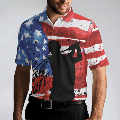 Golf Men Polo Shirt, American Golfer, Wet Paint American Flag Polo Shirt For Men - Best Gift For Golfers, Golf Lovers - Amzanimalsgift