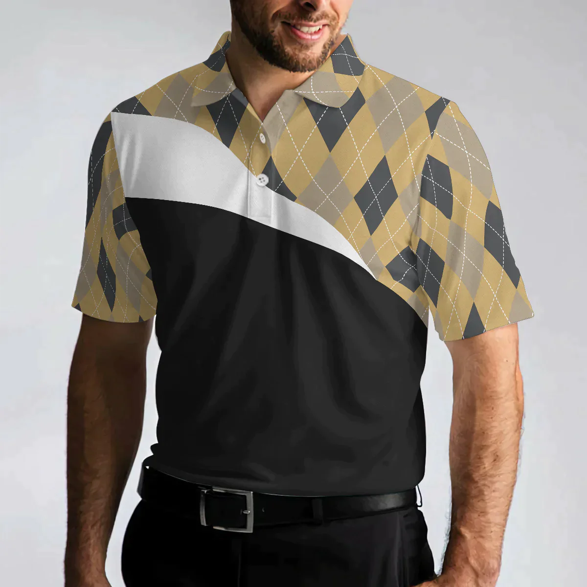 Golf Men Polo Shirt, Argyle Pattern Golf And Beer Polo Shirt, Just A Man Who Loves Golf & Beer Shirt For Men - Gift For Golfers, Golf Lovers - Amzanimalsgift