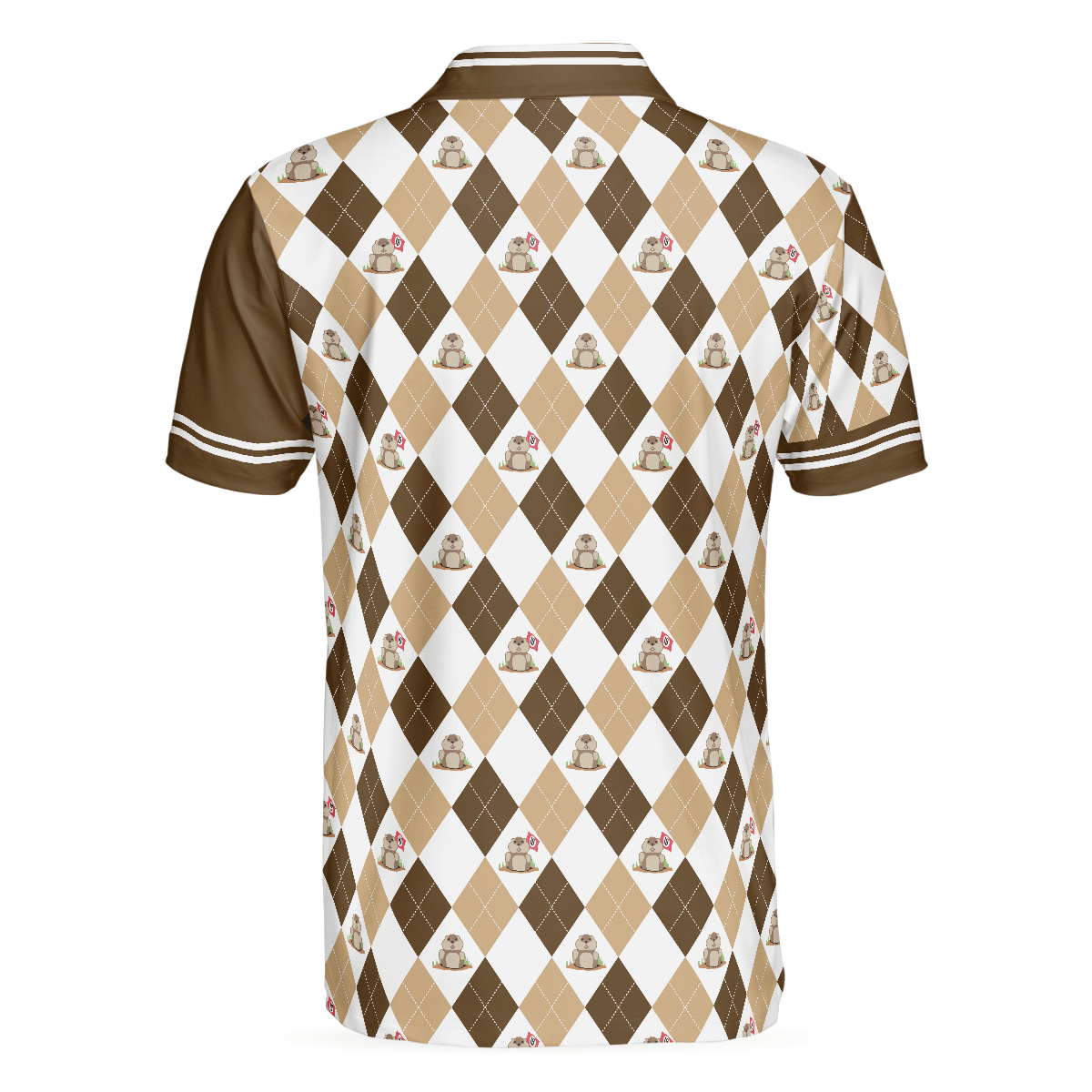 Golf Men Polo Shirt, Argyle Pattern Golf Shirts, Gopher Meet Me At The 19th Hole Short Sleeve Polo Shirt For Men - Gift For Golfers, Golf Lovers - Amzanimalsgift