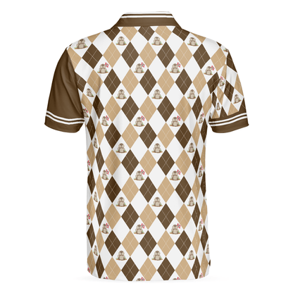 Golf Men Polo Shirt, Argyle Pattern Golf Shirts, Gopher Meet Me At The 19th Hole Short Sleeve Polo Shirt For Men - Gift For Golfers, Golf Lovers - Amzanimalsgift