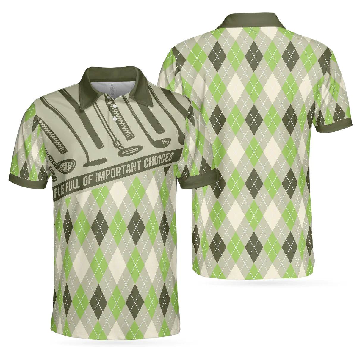 Golf Men Polo Shirt, Argyle Pattern Golf Shirts, Life Is Full Of Important Choices Shirt For Men - Gift For Golfers, Golf Lovers - Amzanimalsgift