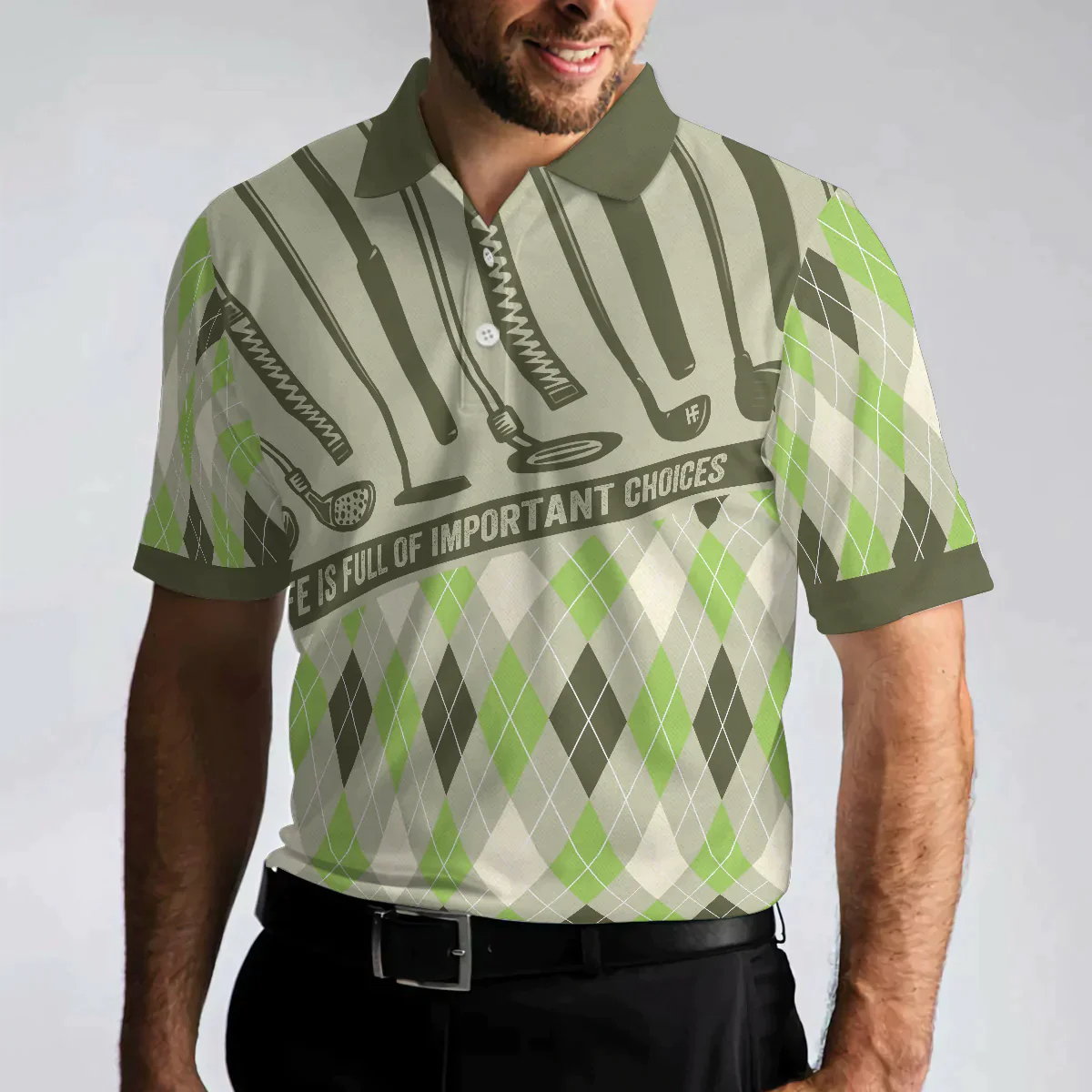 Golf Men Polo Shirt, Argyle Pattern Golf Shirts, Life Is Full Of Important Choices Shirt For Men - Gift For Golfers, Golf Lovers - Amzanimalsgift