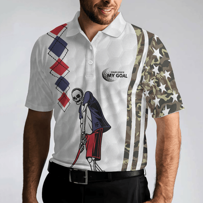 Golf Men Polo Shirt, Be Skull And Goal Camouflage, Your Hole Is My Goal Stripes Pattern Shirt, Camo Golf Shirt For Men - Gift For Golf Lovers, Golfers - Amzanimalsgift