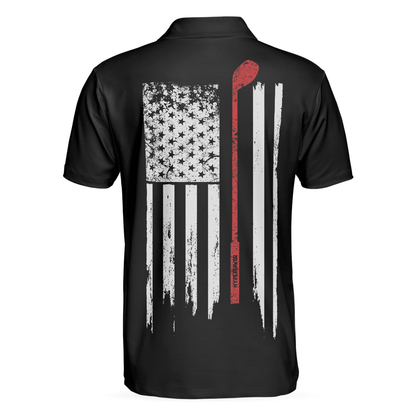 Golf Men Polo Shirt, Black And White American Flag Golf Clubs, Golf Nation Polo Shirt For Men - Gift For Golf Lovers, Golfers - Amzanimalsgift