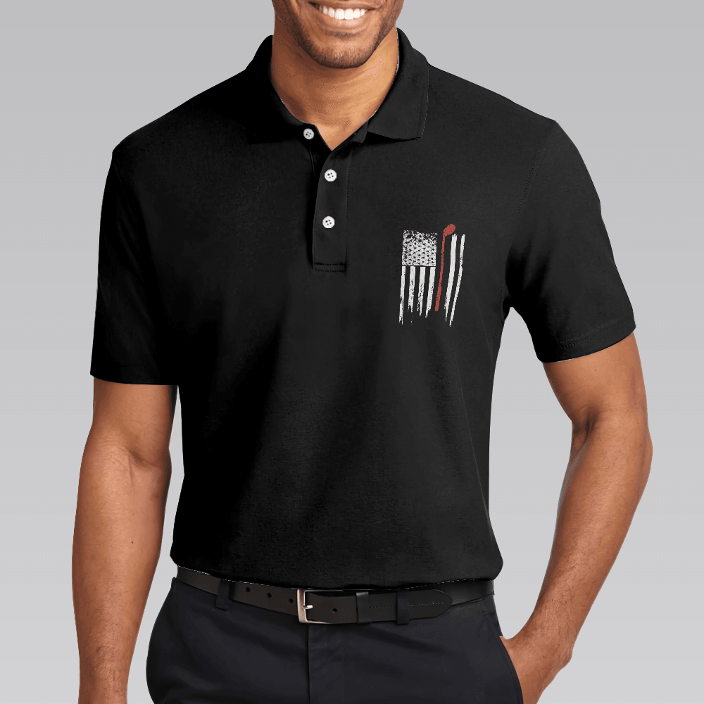 Golf Men Polo Shirt, Black And White American Flag Golf Clubs, Golf Nation Polo Shirt For Men - Gift For Golf Lovers, Golfers - Amzanimalsgift