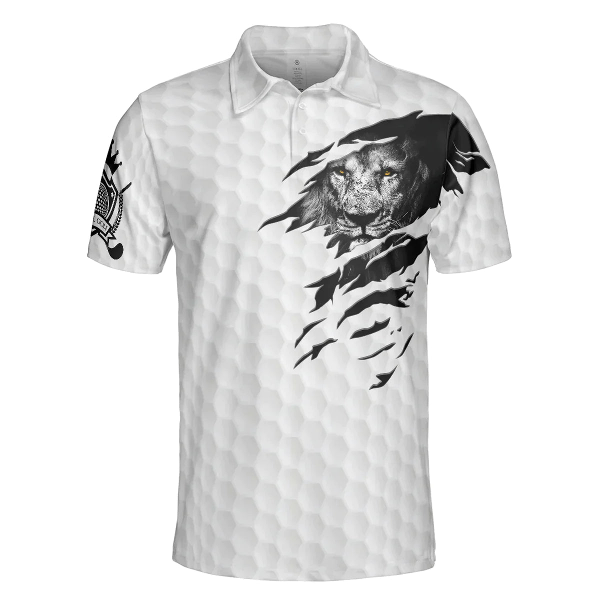 Golf Men Polo Shirt, Black And White Lion King Sketching, King Of Swings Lion Golfing Polo Shirt, Best Golf Shirt For Men, Golfers, Golf Lovers - Amzanimalsgift