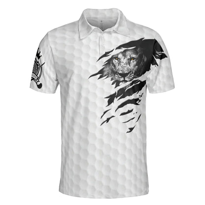 Golf Men Polo Shirt, Black And White Lion King Sketching, King Of Swings Lion Golfing Polo Shirt, Best Golf Shirt For Men, Golfers, Golf Lovers - Amzanimalsgift