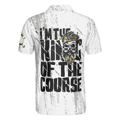 Golf Men Polo Shirt, Black And White Skull, I'm The King Of The Course Golf Shirt For Men - Perfect Gift For Golfers, Golf Lovers - Amzanimalsgift