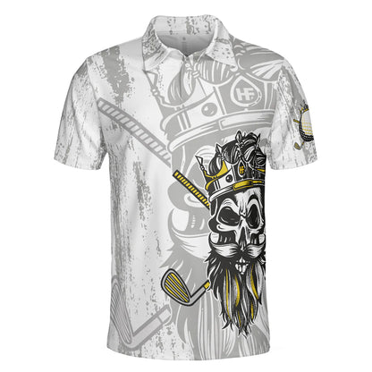 Golf Men Polo Shirt, Black And White Skull, I'm The King Of The Course Golf Shirt For Men - Perfect Gift For Golfers, Golf Lovers - Amzanimalsgift