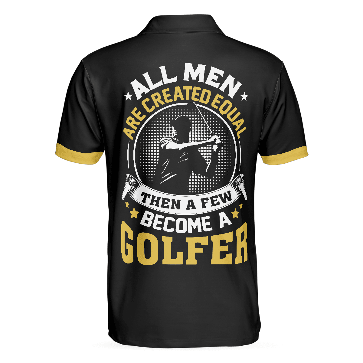 Golf Men Polo Shirt, Black And Yellow Skull, All Men Are Created Equal Then A Few Become A Golfer Shirt For Men, Gift For Golfers, Golf Lovers - Amzanimalsgift