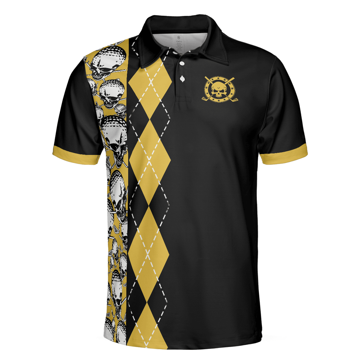 Golf Men Polo Shirt, Black And Yellow Skull, All Men Are Created Equal Then A Few Become A Golfer Shirt For Men, Gift For Golfers, Golf Lovers - Amzanimalsgift
