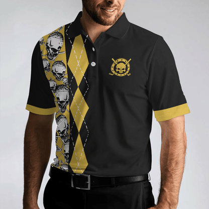 Golf Men Polo Shirt, Black And Yellow Skull, All Men Are Created Equal Then A Few Become A Golfer Shirt For Men, Gift For Golfers, Golf Lovers - Amzanimalsgift