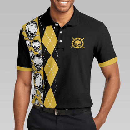 Golf Men Polo Shirt, Black And Yellow Skull, All Men Are Created Equal Then A Few Become A Golfer Shirt For Men, Gift For Golfers, Golf Lovers - Amzanimalsgift