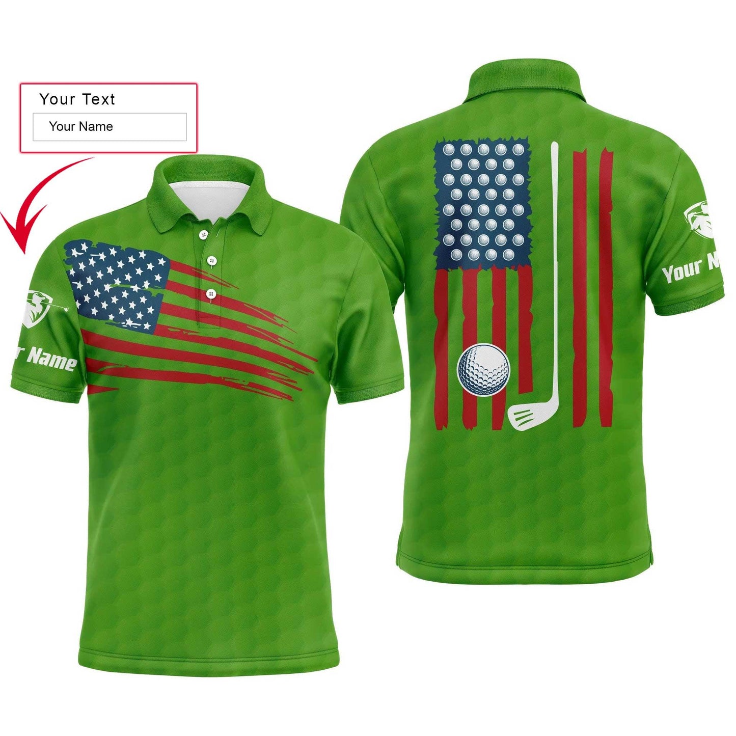 Golf Men Polo Shirt - Custom Name American Flag Multicolor Apparel - Personalized Gift For Golf Lover, Team, Husband, Boyfriend, 4th July, Patriotic - Amzanimalsgift
