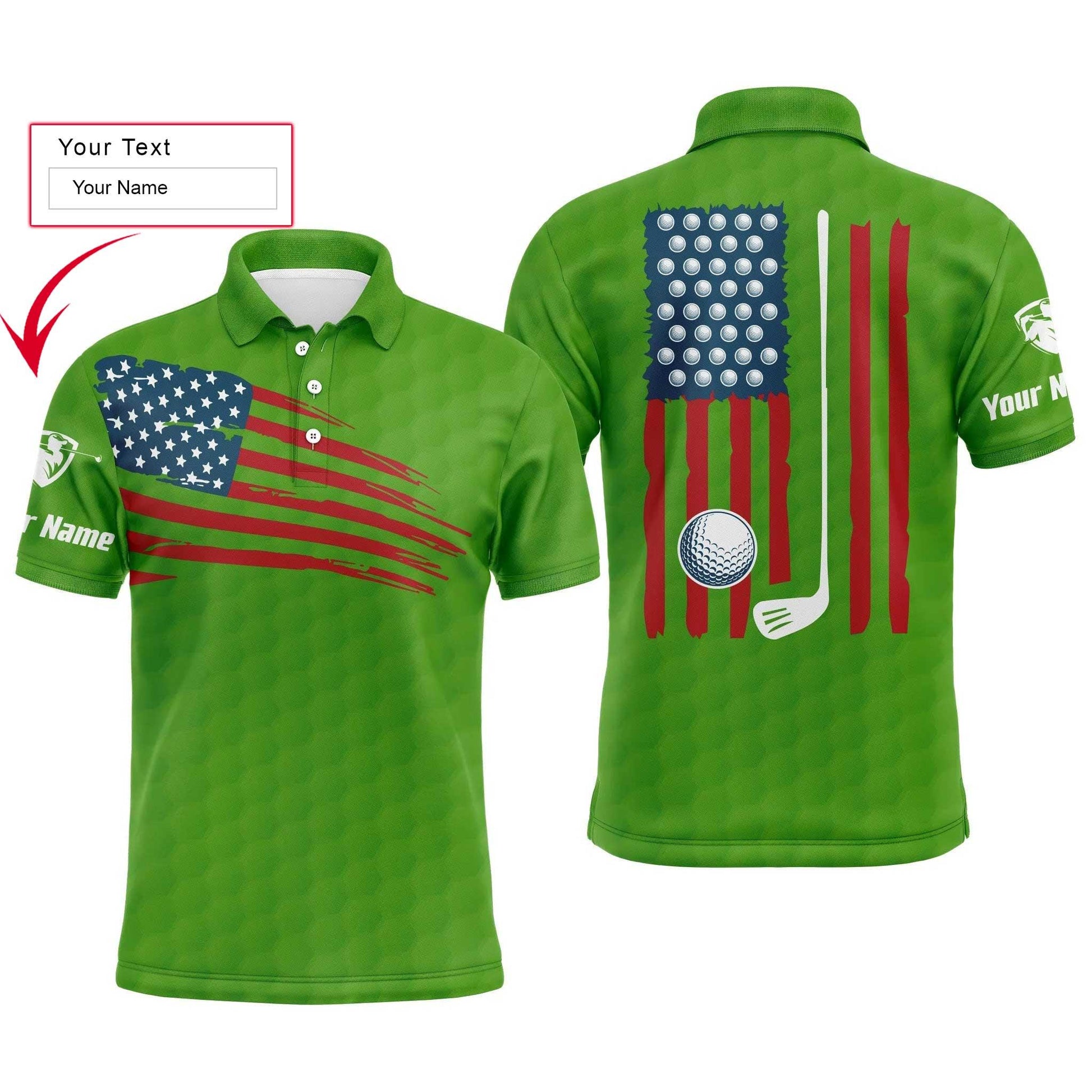 Golf Men Polo Shirt - Custom Name American Flag Multicolor Apparel - Personalized Gift For Golf Lover, Team, Husband, Boyfriend, 4th July, Patriotic - Amzanimalsgift