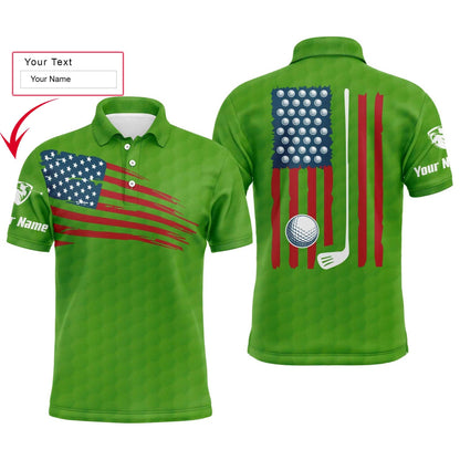 Golf Men Polo Shirt - Custom Name American Flag Multicolor Apparel - Personalized Gift For Golf Lover, Team, Husband, Boyfriend, 4th July, Patriotic - Amzanimalsgift