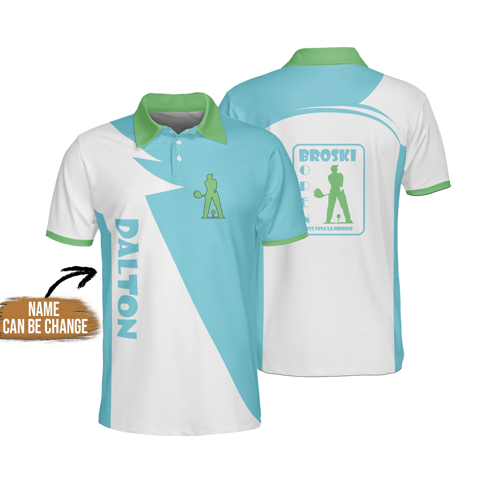 Golf Men Polo Shirt Custom Name - Broski Open 2023 Viva La Mehico Personalized Golf Polo Shirt - Gift For Husband, Golfers - Amzanimalsgift