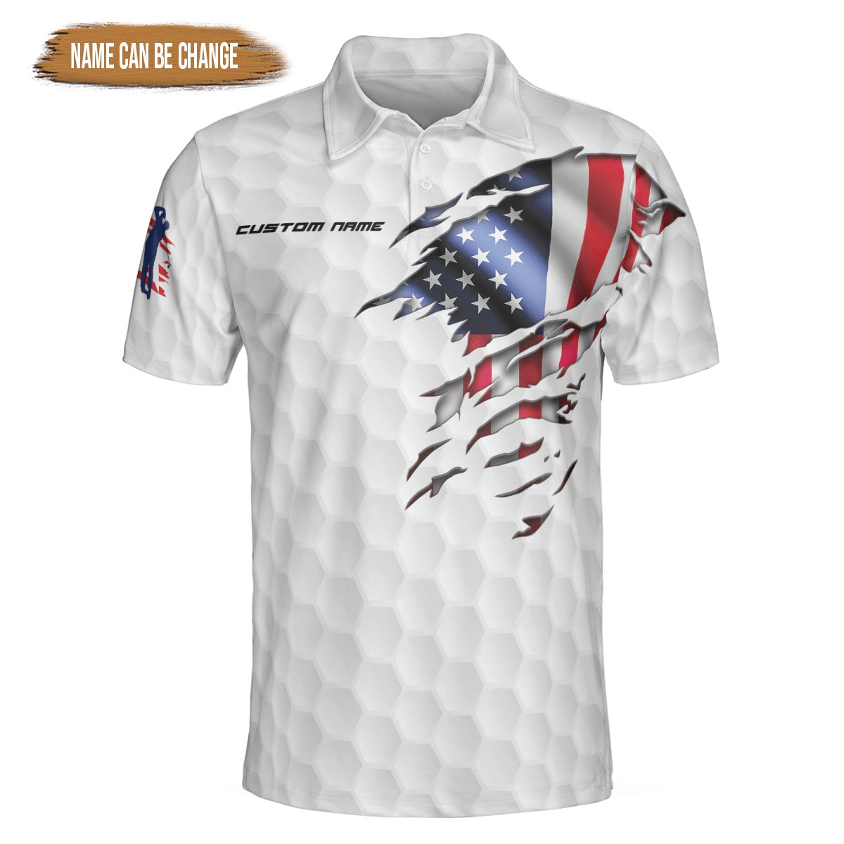 Golf Men Polo Shirt Custom Name - Flag USA, Flag American Personalized Golf Polo Shirt - Gift For Friend, Family, Golfers - Amzanimalsgift