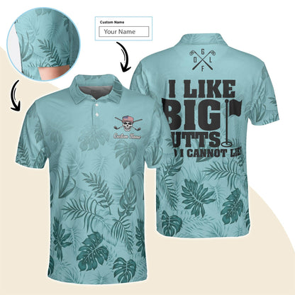 Golf Men Polo Shirt Custom Name - I Like Big Putts And I Cannot Lie Personalized Polo Shirt For Men - Gift For Golfers, Friend, Family - Amzanimalsgift
