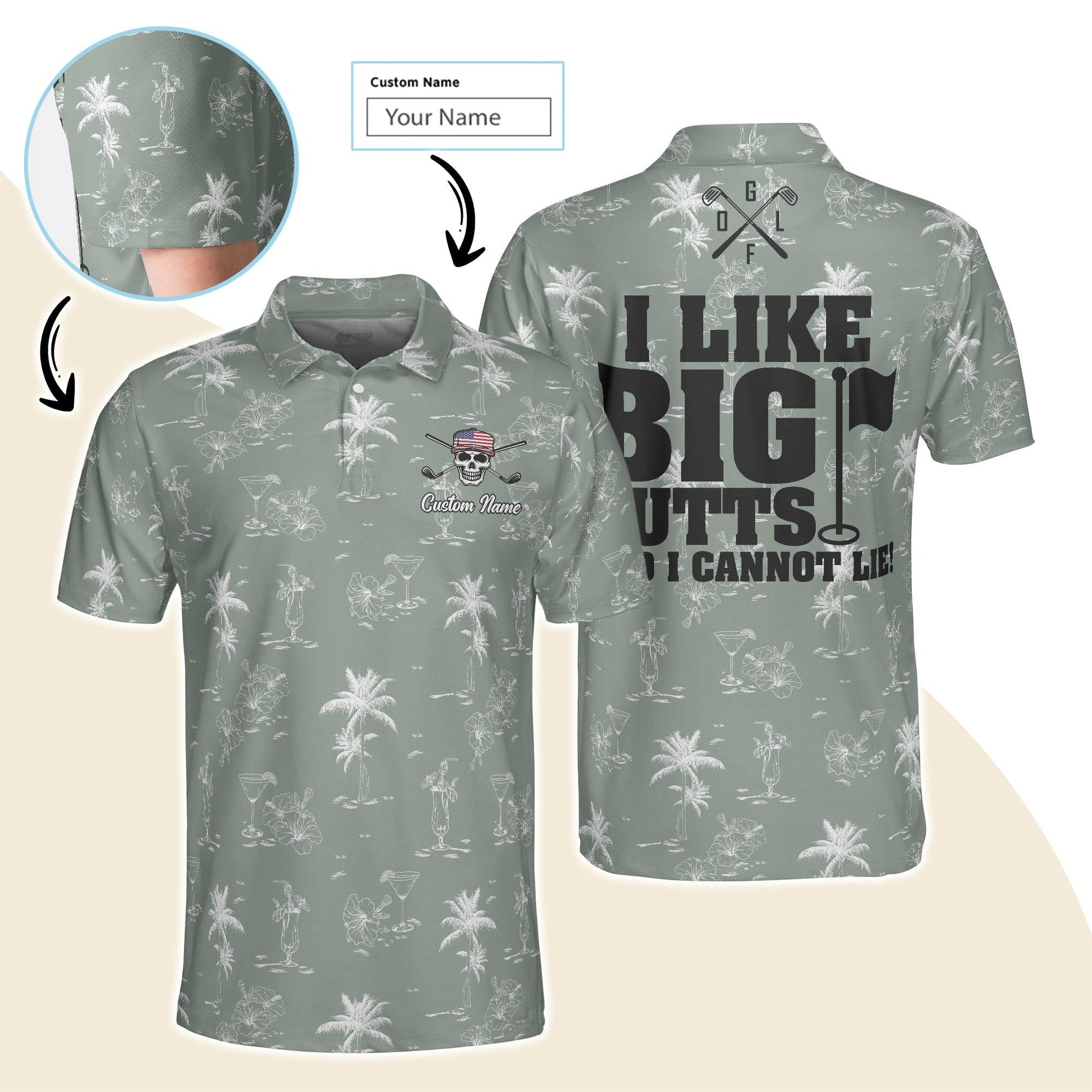 Golf Men Polo Shirt Custom Name - I Like Big Putts And I Cannot Lie Personalized Polo Shirt For Men - Gift For Golfers, Friend, Family - Amzanimalsgift