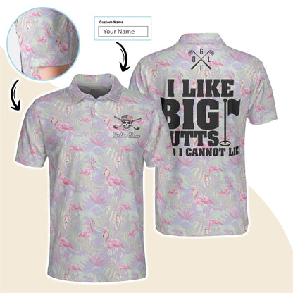 Golf Men Polo Shirt Custom Name - I Like Big Putts And I Cannot Lie Personalized Polo Shirt For Men - Gift For Golfers, Friend, Family - Amzanimalsgift