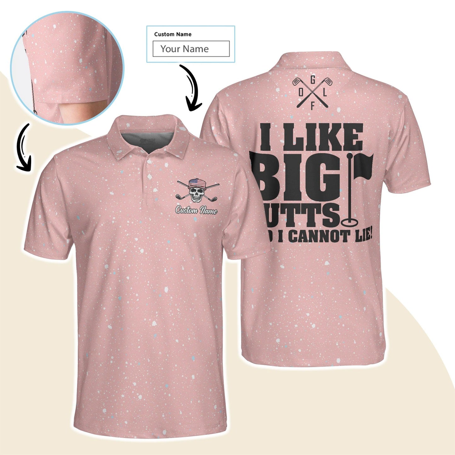 Golf Men Polo Shirt Custom Name - I Like Big Putts And I Cannot Lie Personalized Polo Shirt For Men - Gift For Golfers, Friend, Family - Amzanimalsgift