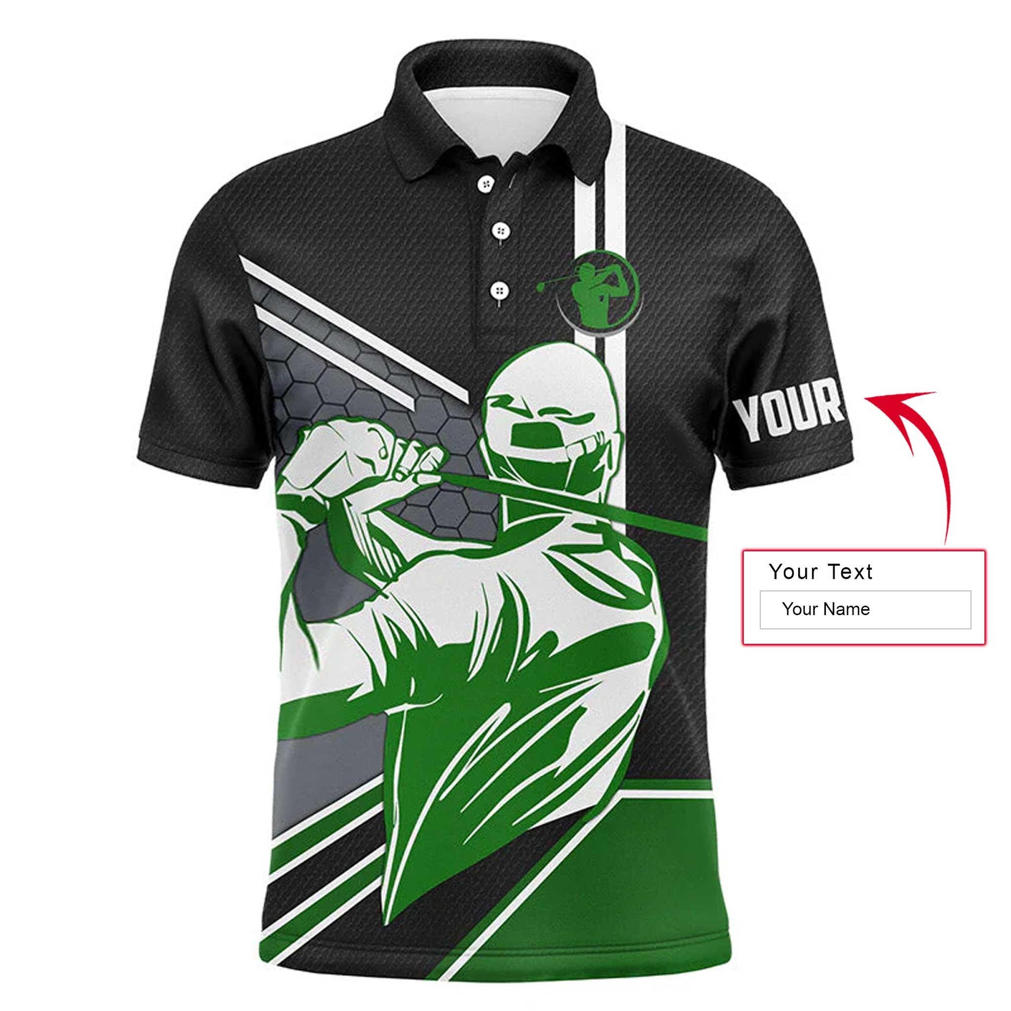 Golf Men Polo Shirt - Custom Name Mens Golfing Black Apparel Men Polo Shirt - Personalized Gift For Golf Lover, Team, Husband, Boyfriend, Golfers - Amzanimalsgift