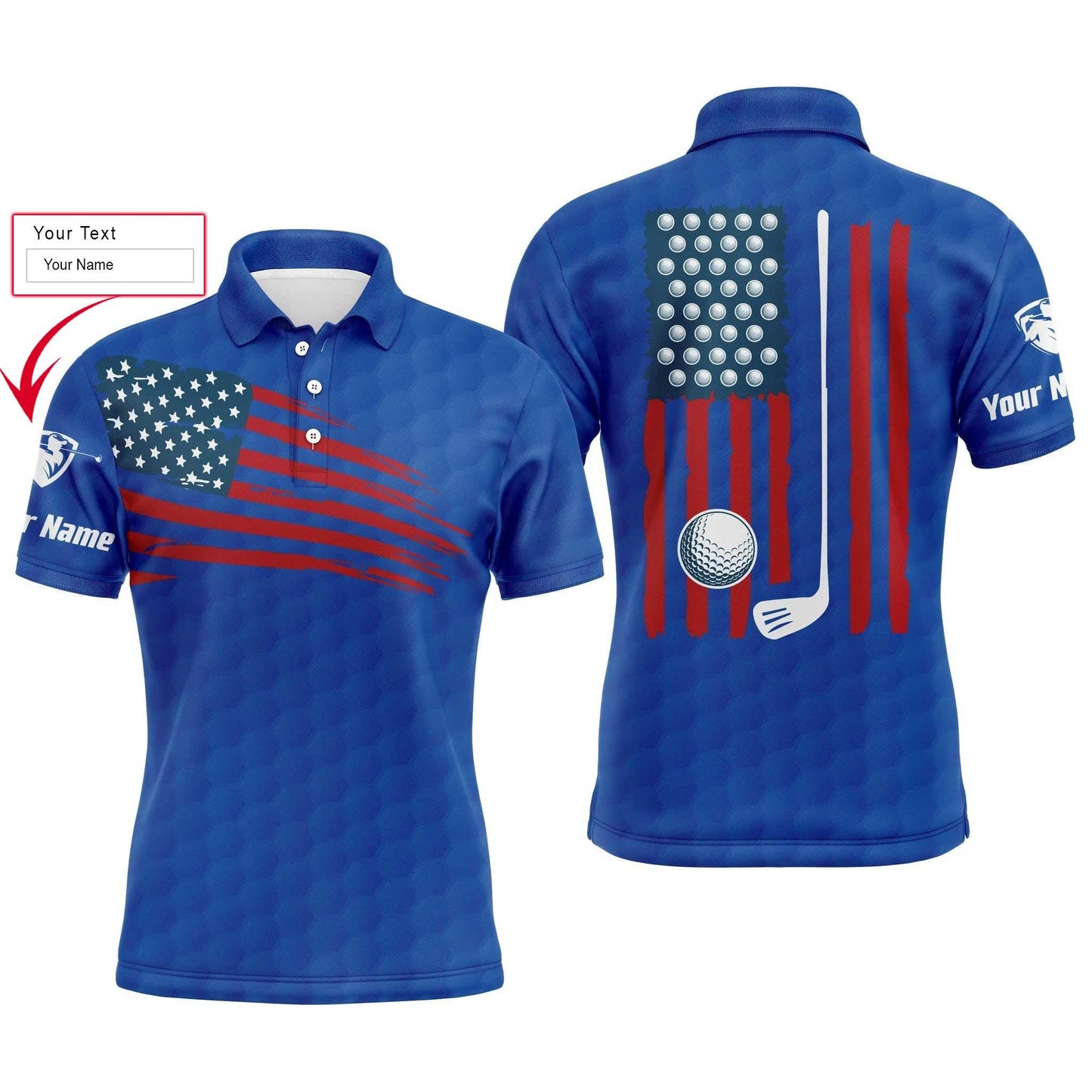 Golf Men Polo Shirt, Custom Name Multicolor American Flag Patriotic Apparel - Personalized Sports Gifts For Golf Lover, Male, Husband, Boyfriend - Amzanimalsgift