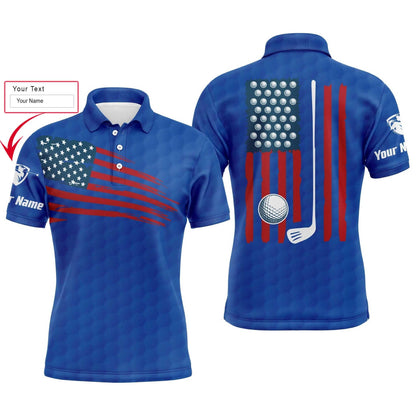 Golf Men Polo Shirt, Custom Name Multicolor American Flag Patriotic Apparel - Personalized Sports Gifts For Golf Lover, Male, Husband, Boyfriend - Amzanimalsgift