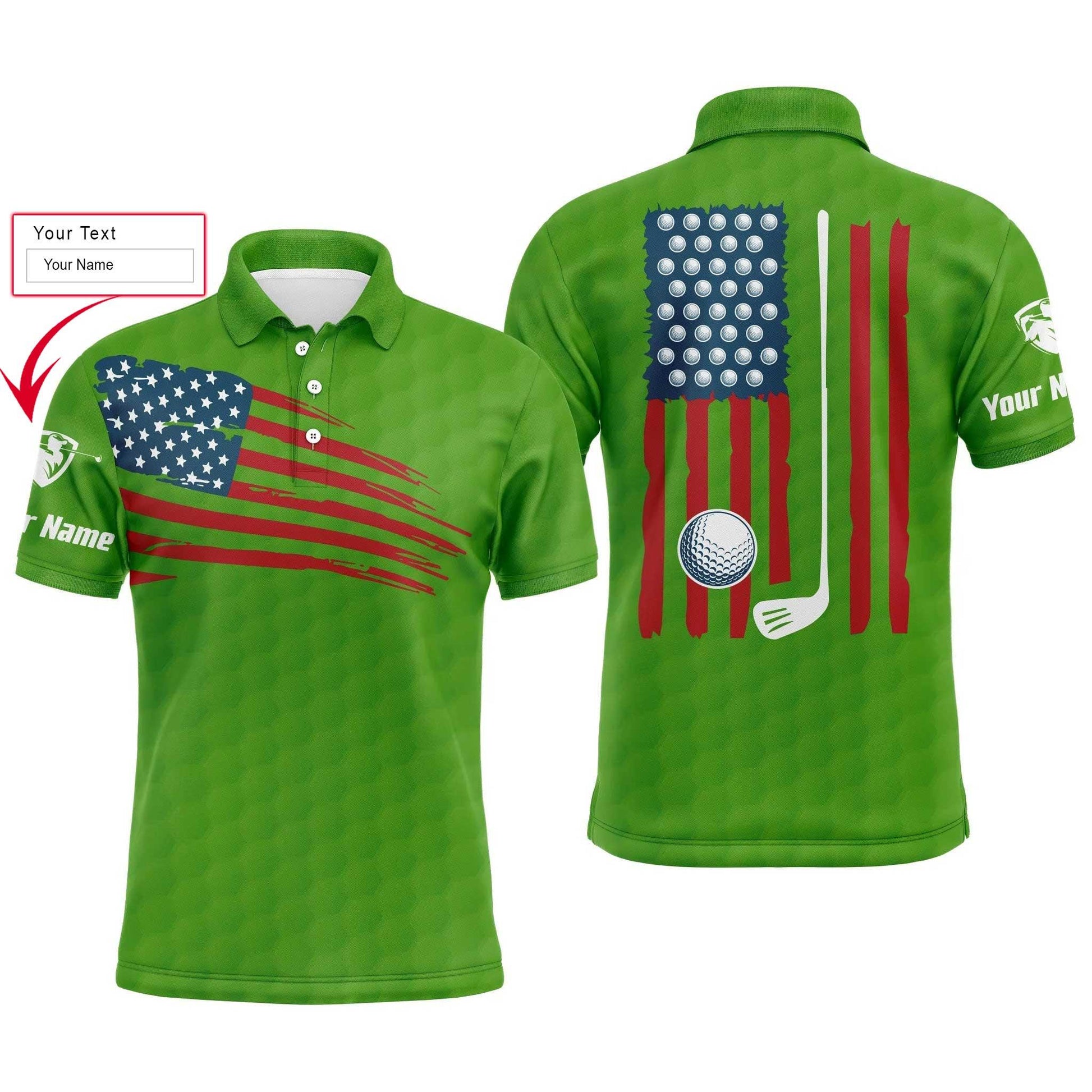 Golf Men Polo Shirt, Custom Name Multicolor American Flag Patriotic Apparel - Personalized Sports Gifts For Golf Lover, Male, Husband, Boyfriend - Amzanimalsgift