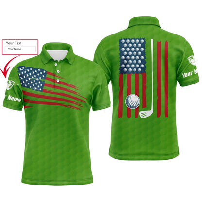 Golf Men Polo Shirt, Custom Name Multicolor American Flag Patriotic Apparel - Personalized Sports Gifts For Golf Lover, Male, Husband, Boyfriend - Amzanimalsgift