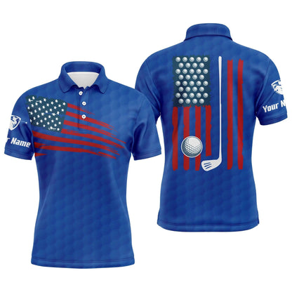 Golf Men Polo Shirt, Custom Name Multicolor American Flag Patriotic Apparel - Personalized Sports Gifts For Golf Lover, Male, Husband, Boyfriend - Amzanimalsgift