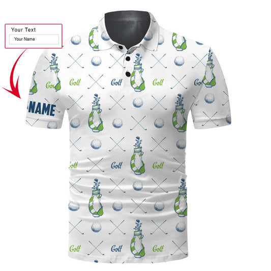 Golf Men Polo Shirt, Custom Name Pattern Apparel Men Golf Polo Shirt - Personalized Sports Gift For Men, Husband, Boyfriend, Golf Lovers - Amzanimalsgift