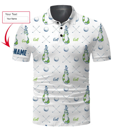 Golf Men Polo Shirt, Custom Name Pattern Apparel Men Golf Polo Shirt - Personalized Sports Gift For Men, Husband, Boyfriend, Golf Lovers - Amzanimalsgift